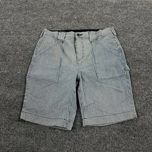 Duluth Carpenter Shorts Womens Size 12 Blue Hickory Stripe Stretch Utility Work
